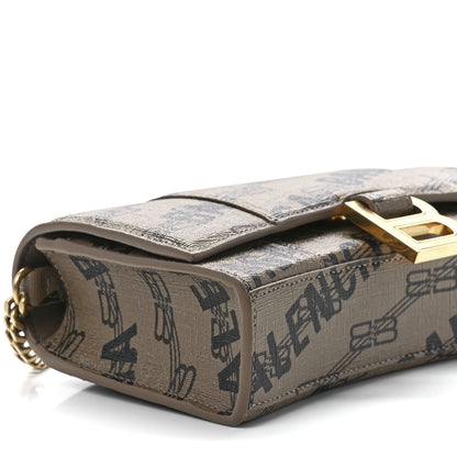 Balenciaga Coated Canvas BB Monogram Allover Logo Hourglass Chain Bag Beige Brown Black 9 of 10