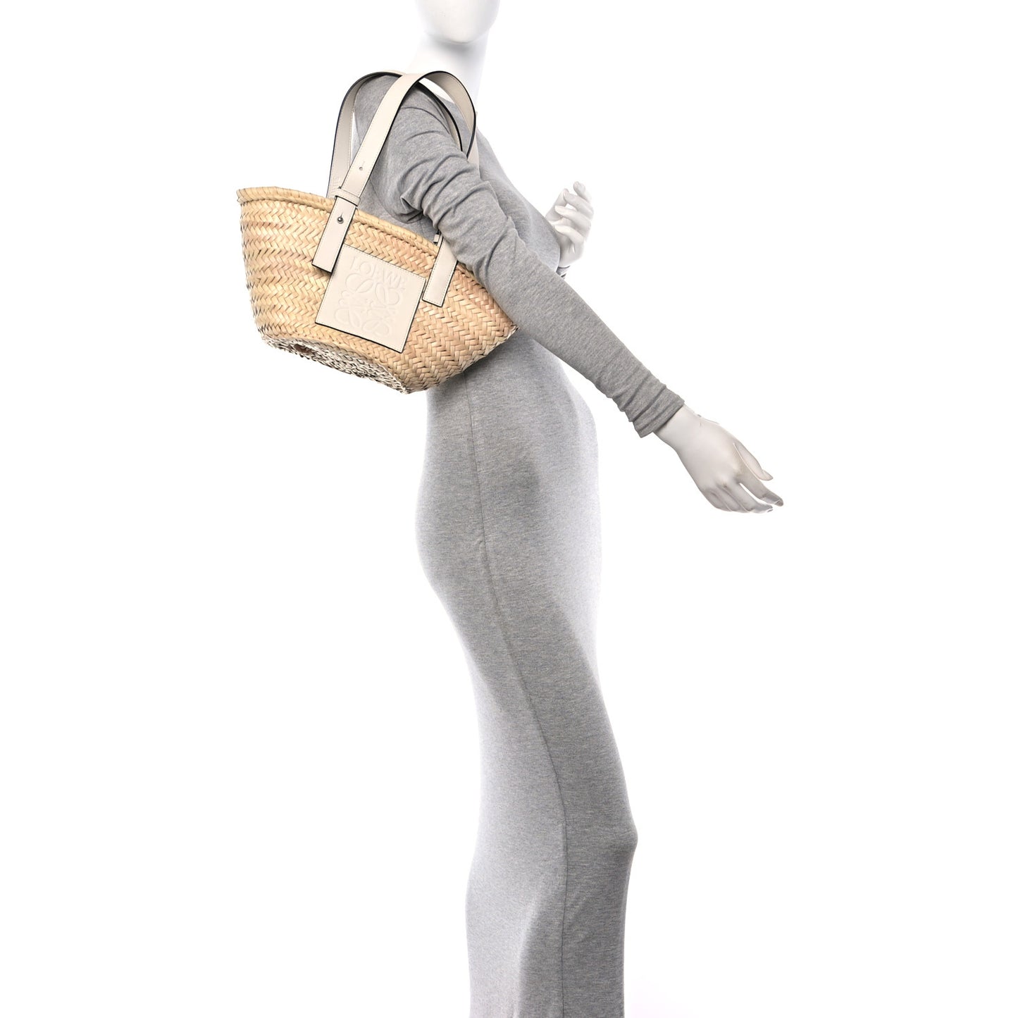 Raffia Small Basket Tote Bag Natural White