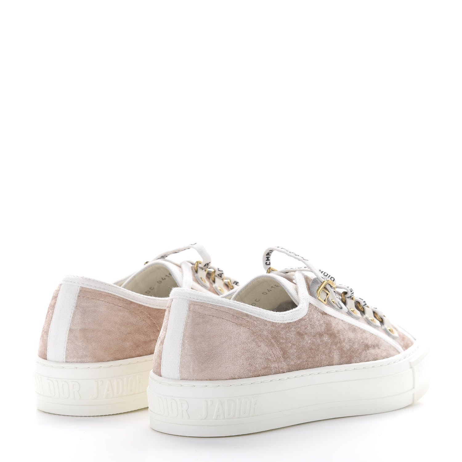 Christian Dior Velvet Walk'N'Dior Low Top Sneakers 38.5 Nude 4 of 9