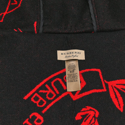 Burberry Cashmere Wool Check Helene Hooded Wrap Black White Red 3 of 3