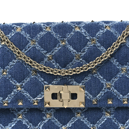 Valentino Garavani Denim Rockstud Spike Wallet on Chain Blue 8 of 10
