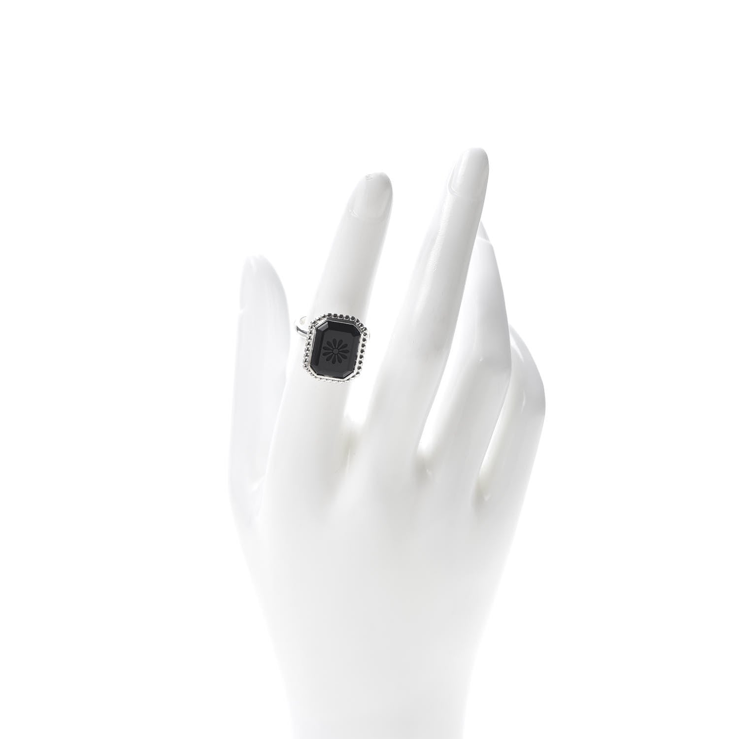 Tiffany Sterling Silver Black Onyx Ziegfeld Daisy Ring 53 6.25 2 of 5