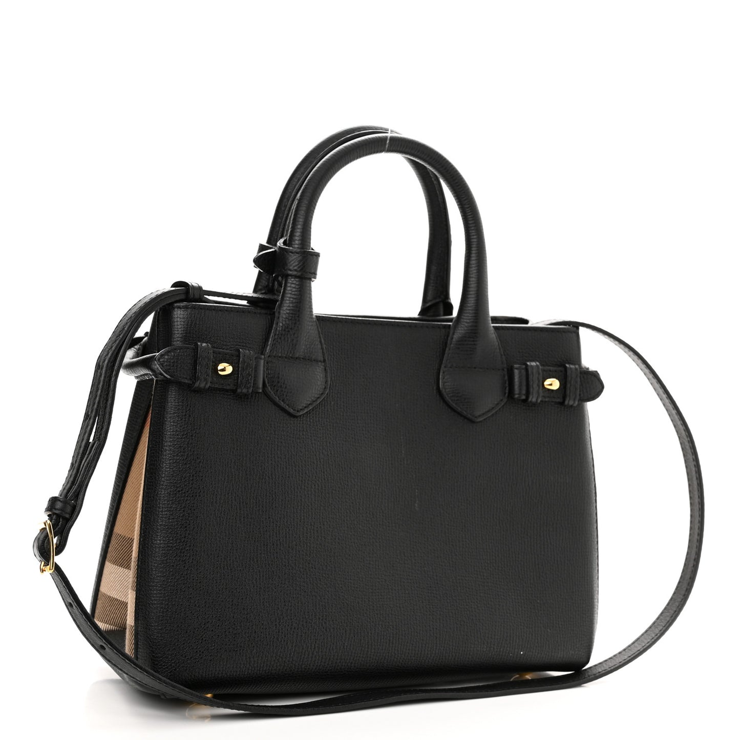 Derby Calfskin House Check Small Banner Tote Black