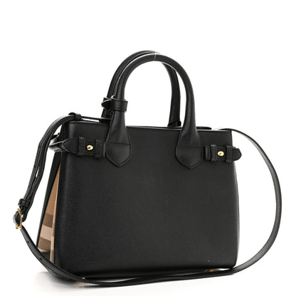 Burberry Derby Calfskin House Check Small Banner Tote Black 3 of 16