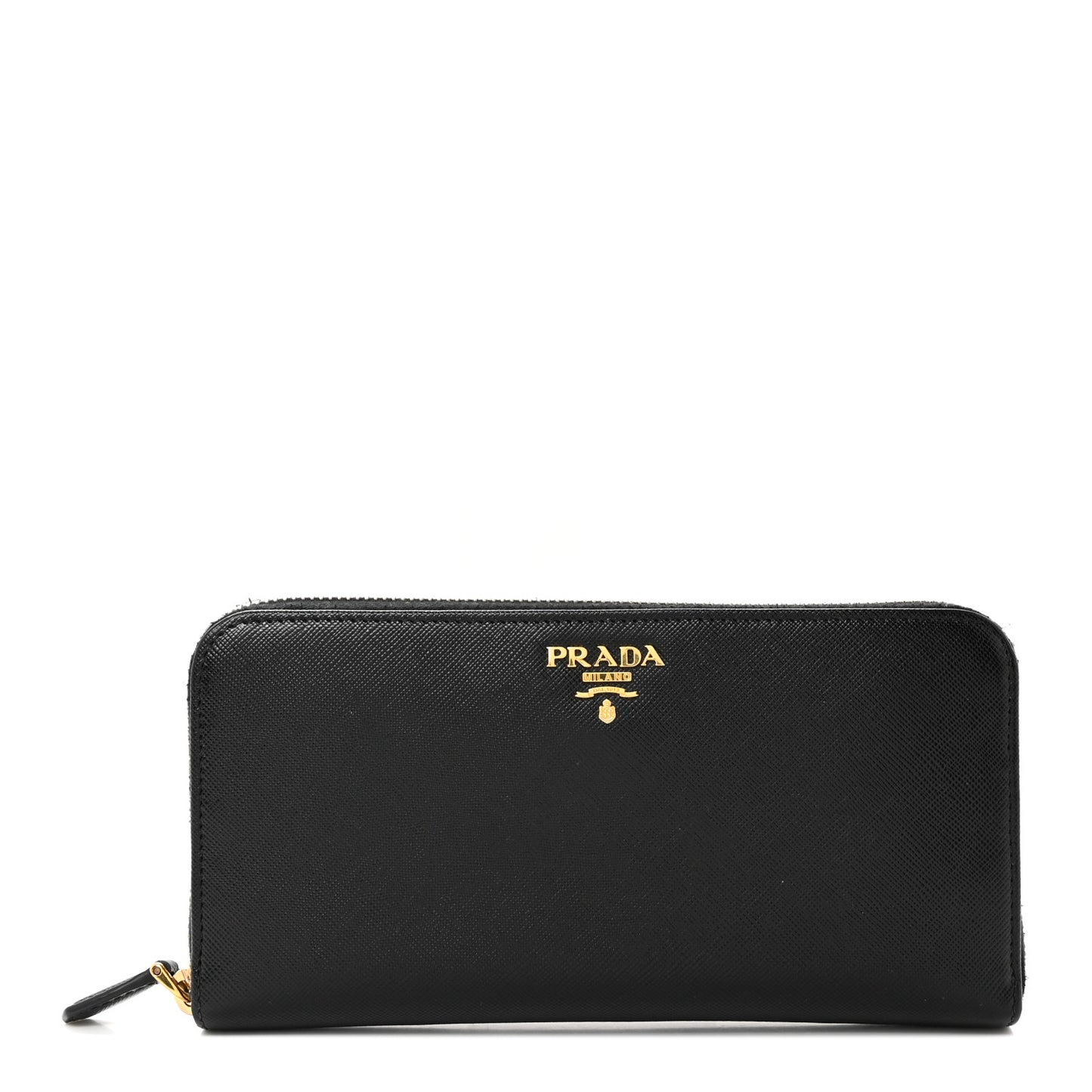 Saffiano Metal Zip Around Wallet Black