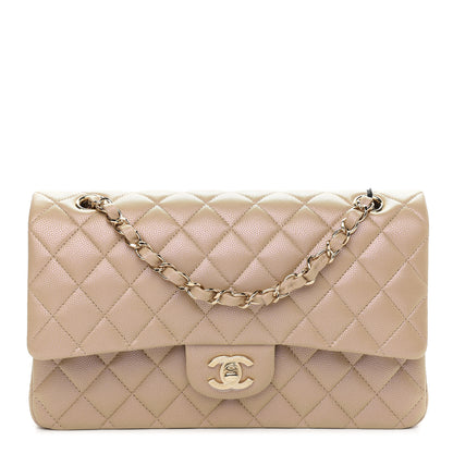 Chanel Iridescent Caviar Quilted Medium Double Flap Dark Beige 1 of 9