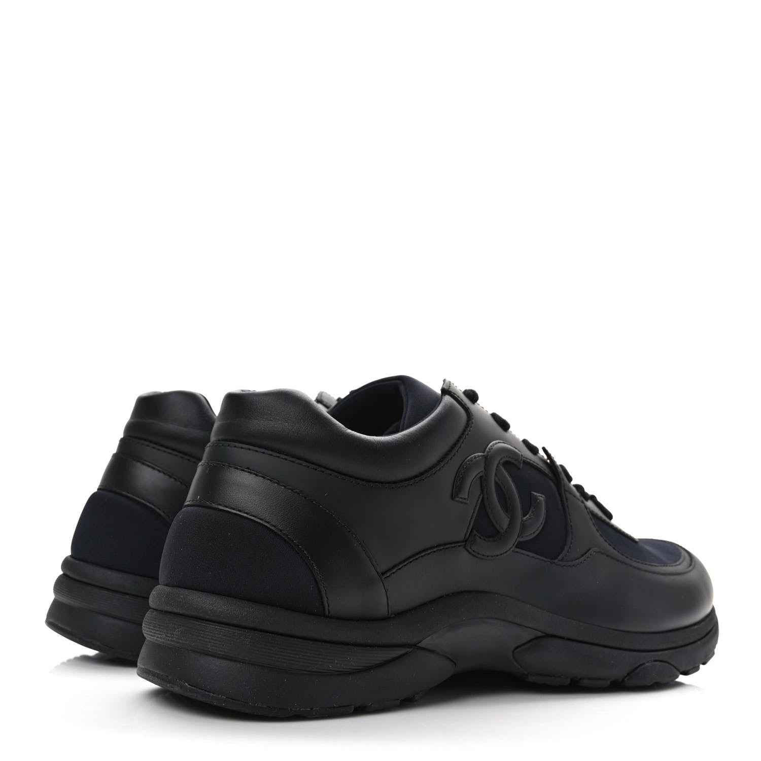 Chanel Calfskin Lambskin Mens CC Uniform Sneakers 45 Black 4 of 8