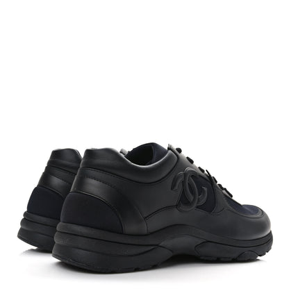 Chanel Calfskin Lambskin Mens CC Uniform Sneakers 45 Black 4 of 8