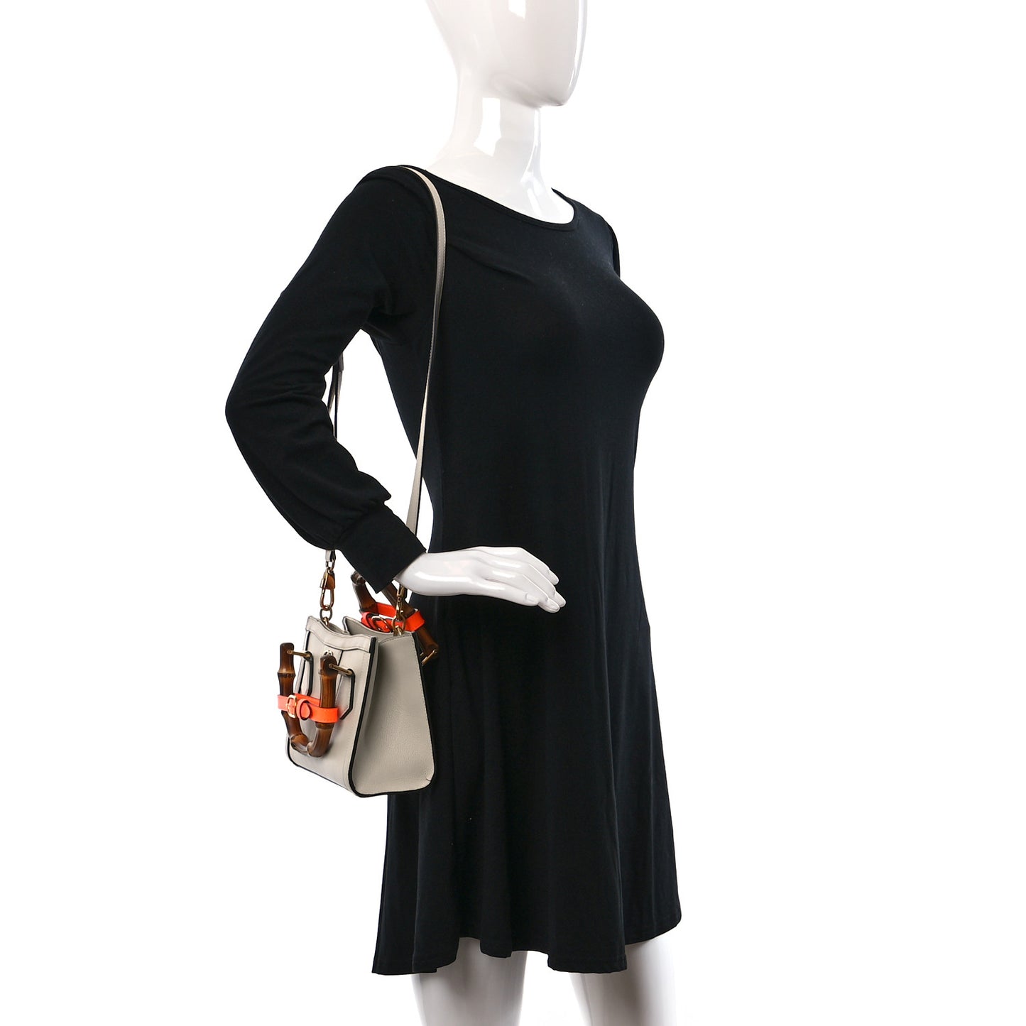 Wonka Grain Calfskin Mini Diana Tote Bag Mystic White Orange Fluo