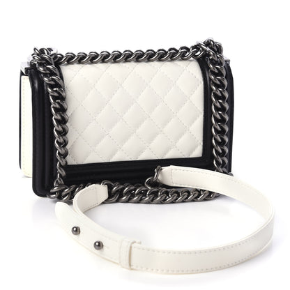 Chanel Calfskin Quilted Small Boy Flap Black Ivory 3 of 11