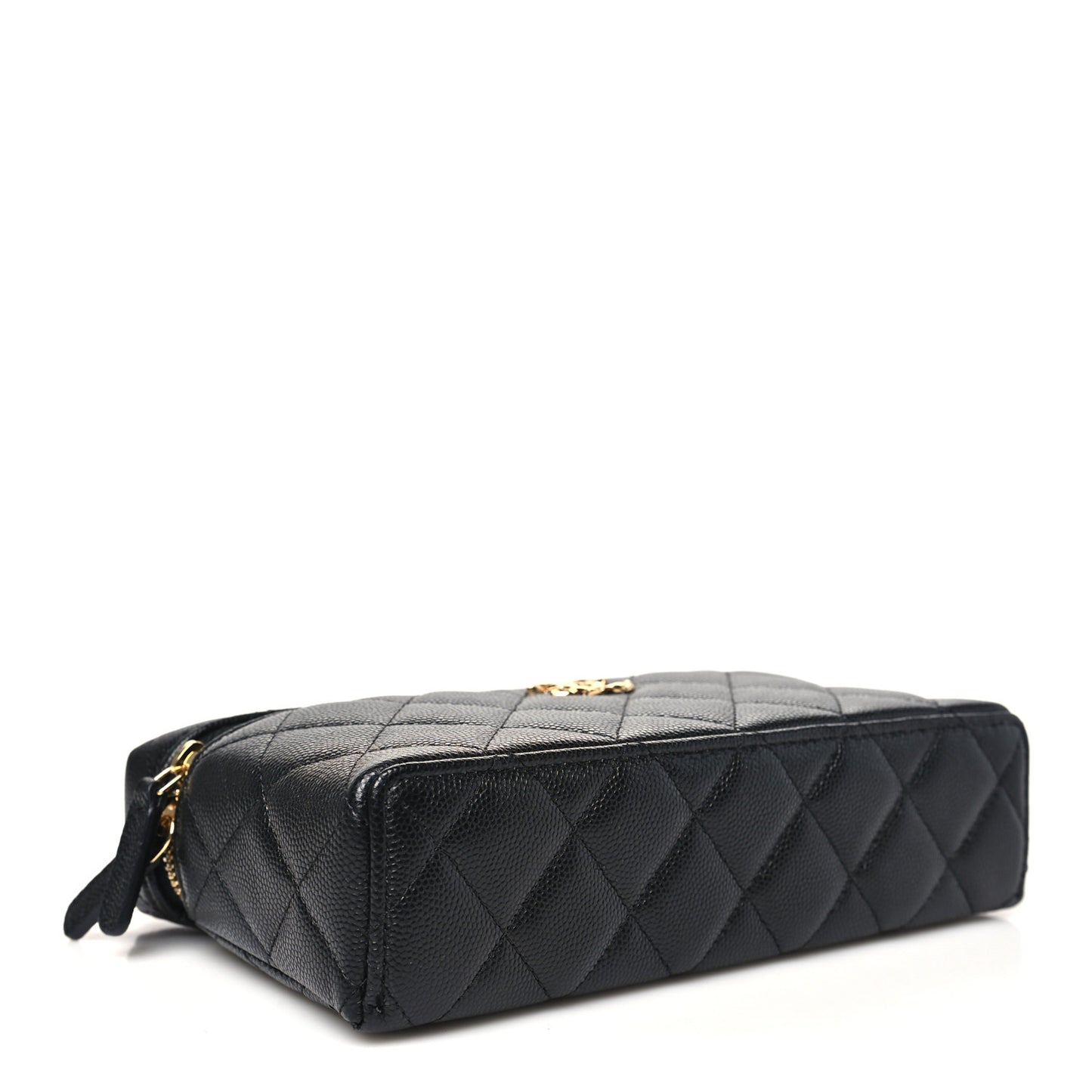 Caviar Quilted Top Handle Slim Vanity With Chain Black