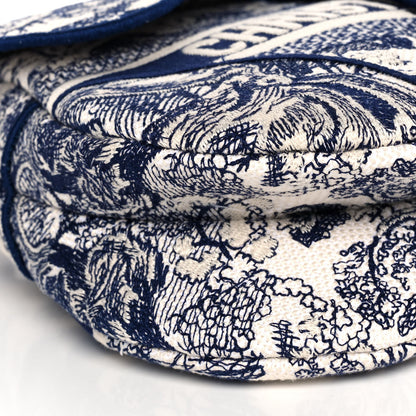 Christian Dior Canvas Embroidered Toile de Jouy Saddle Bag Blue 10 of 14