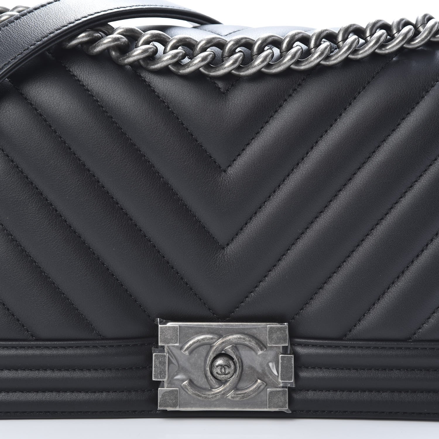 Chanel Lambskin Chevron Quilted Medium Boy Flap Black 7 of 11