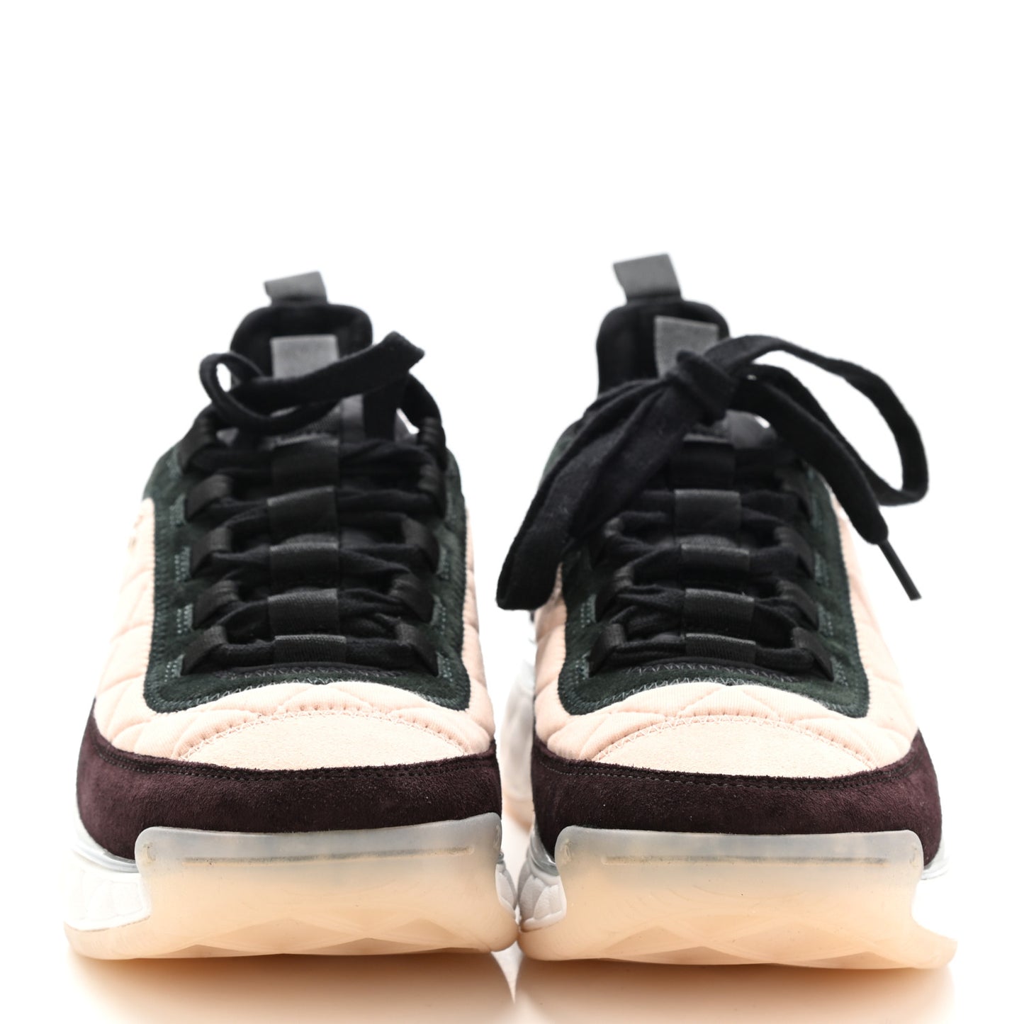 Suede Calfskin Mixed Fibers CC Sneakers 39 Light Pink Dark Green Pink