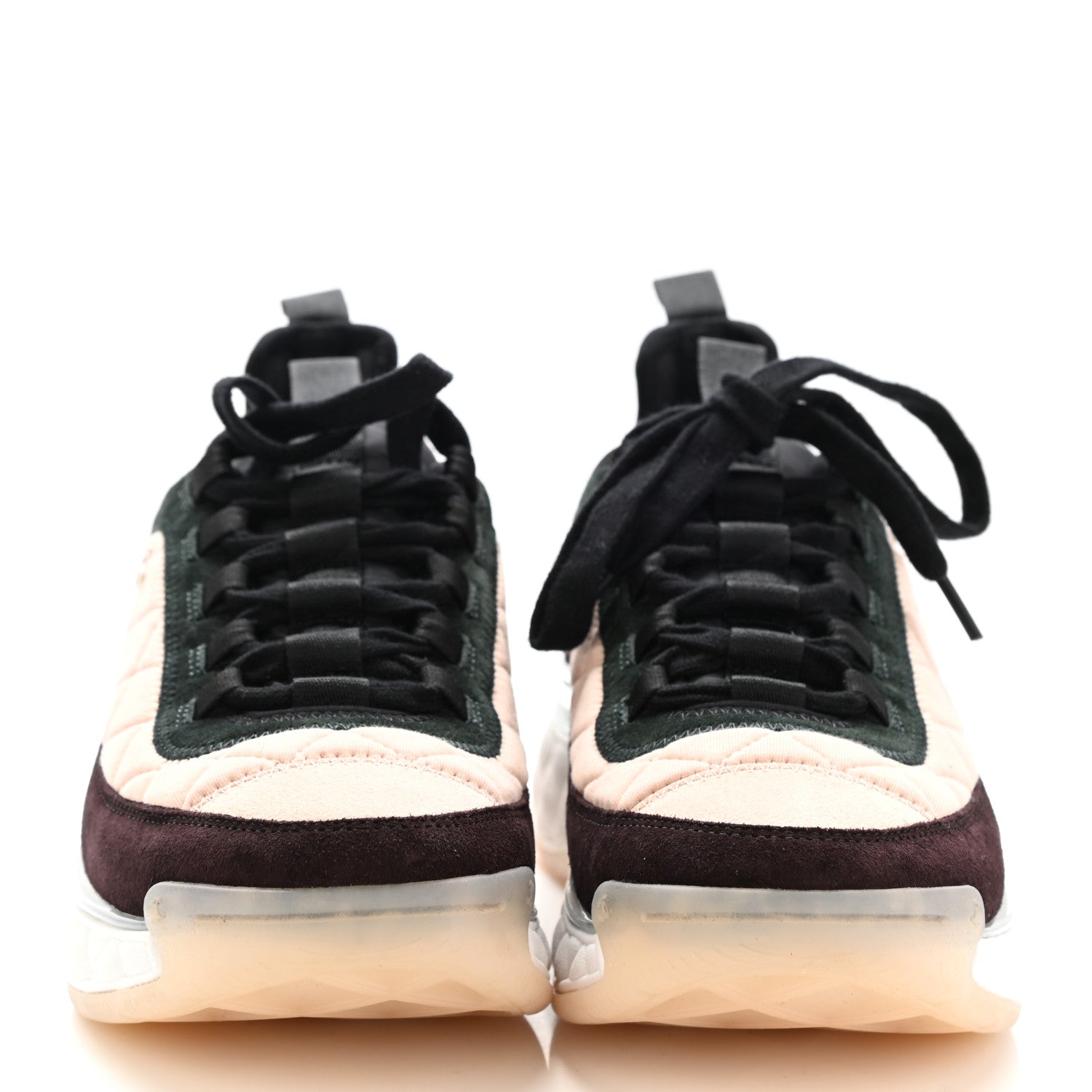 Chanel Suede Calfskin Mixed Fibers CC Sneakers 39 Light Pink Dark Green Pink 2 of 8