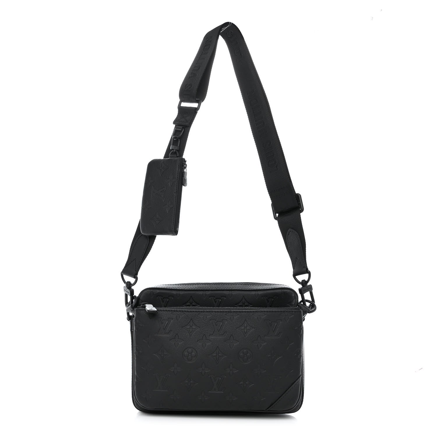 Louis Vuitton Calfskin Monogram Shadow Trio Messenger Black 1 of 11