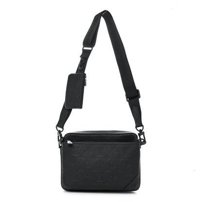 Louis Vuitton Calfskin Monogram Shadow Trio Messenger Black 1 of 11