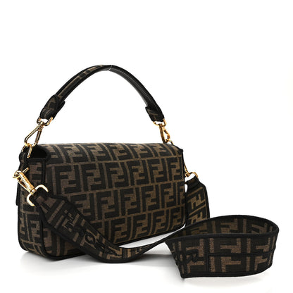 Fendi Fabric Jacquard FF 1974 Medium Baguette Tobacco Moro Black 3 of 9