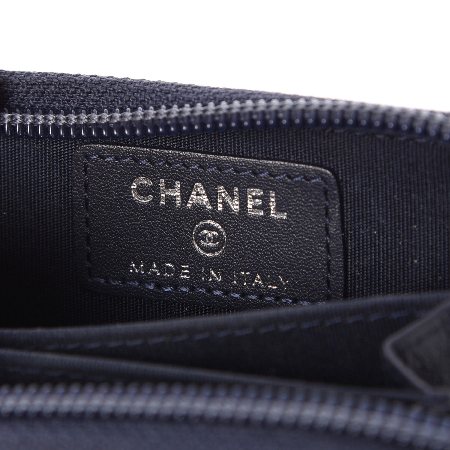 Chanel Calfskin Chevron Zip Around Boy Coin Purse Wallet Dark Navy 6 of 8