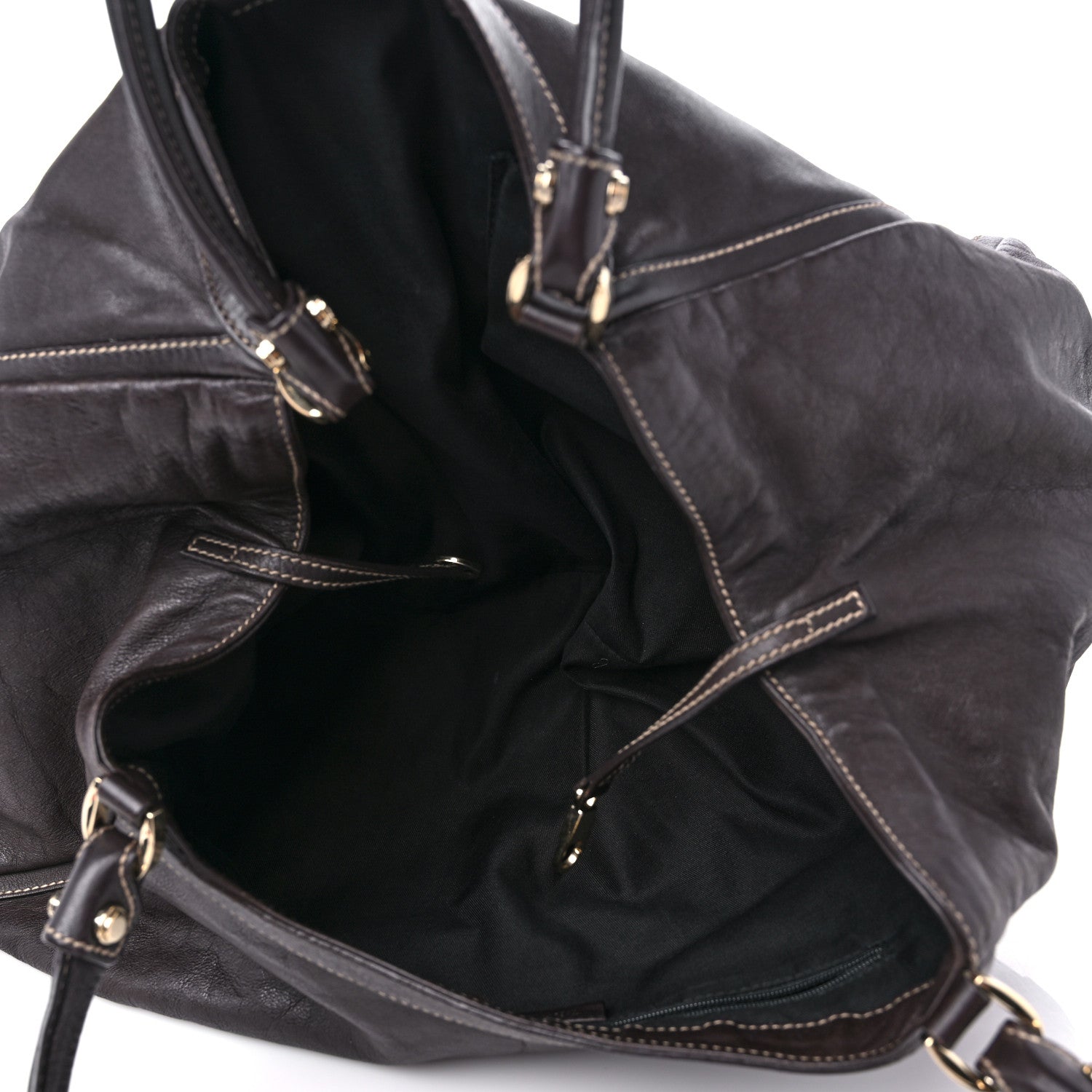 Gucci Calfskin Large D Gold Ring Shoulder Bag Chocolate 5 of 13