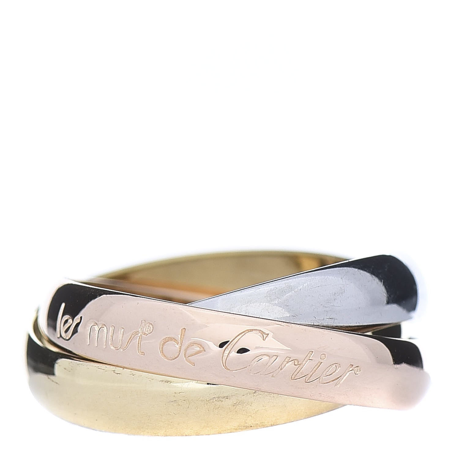 Cartier 18K Pink Yellow White Gold Classic Les Must De Trinity Ring 48 4.5 1 of 6