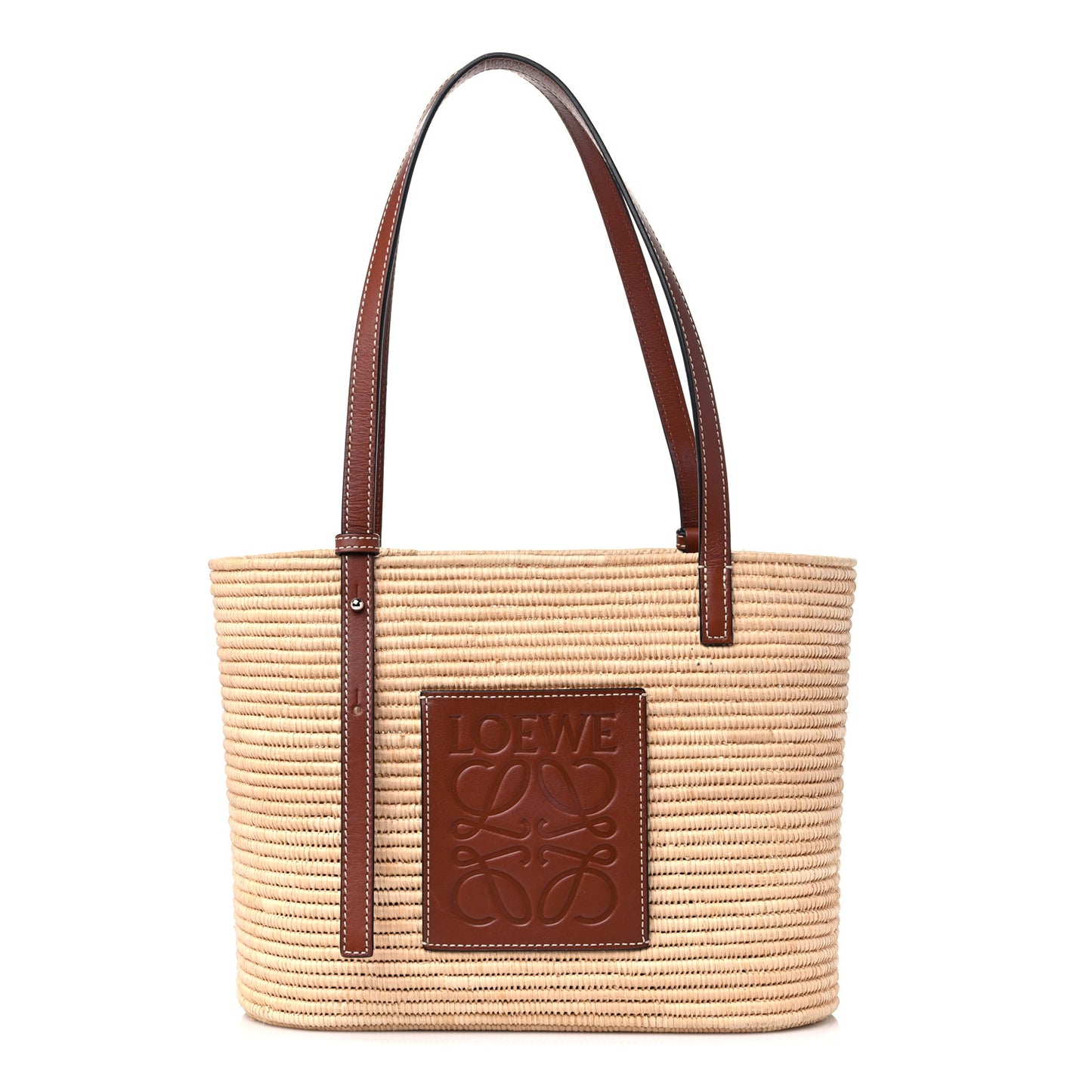 Raffia Small Square Basket Tote Bag Natural Tan