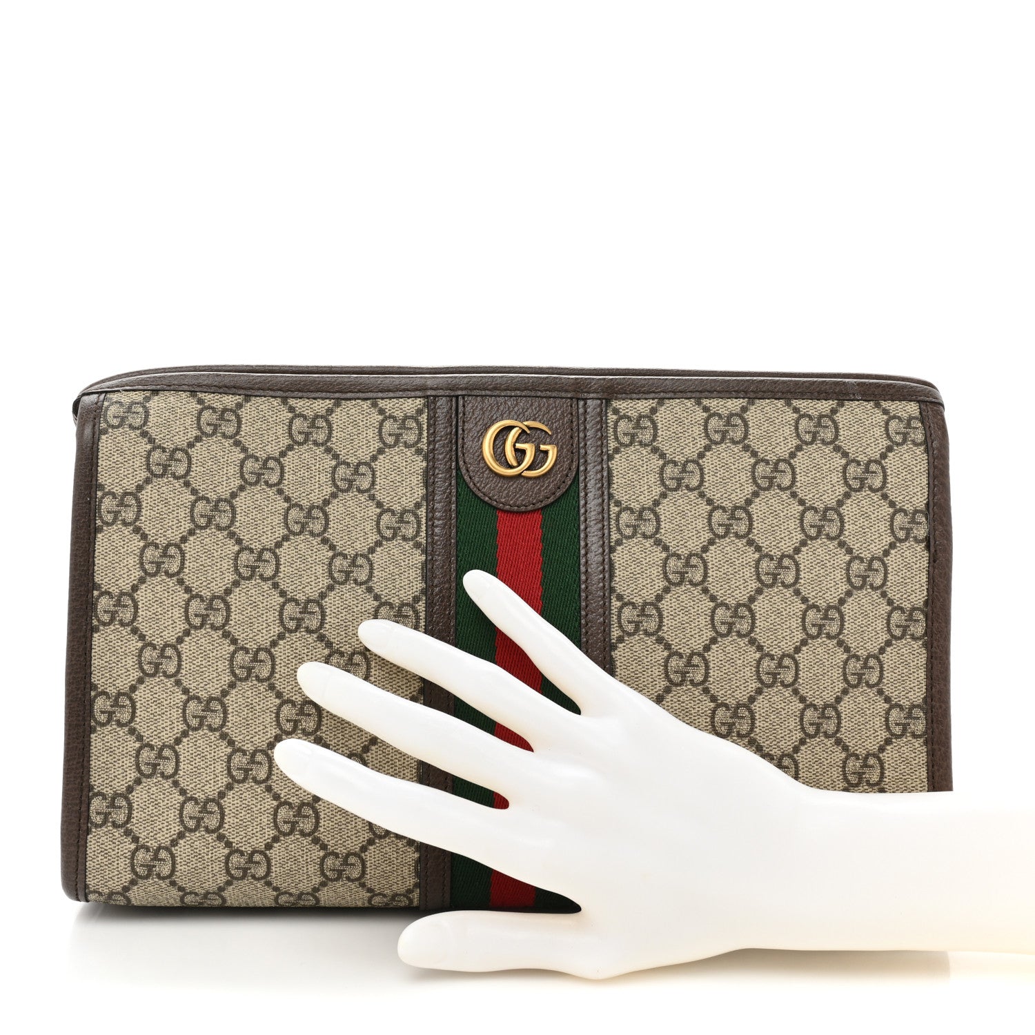 Gucci GG Supreme Monogram Web Ophidia GG Toiletry Case Beige New Acero 2 of 14
