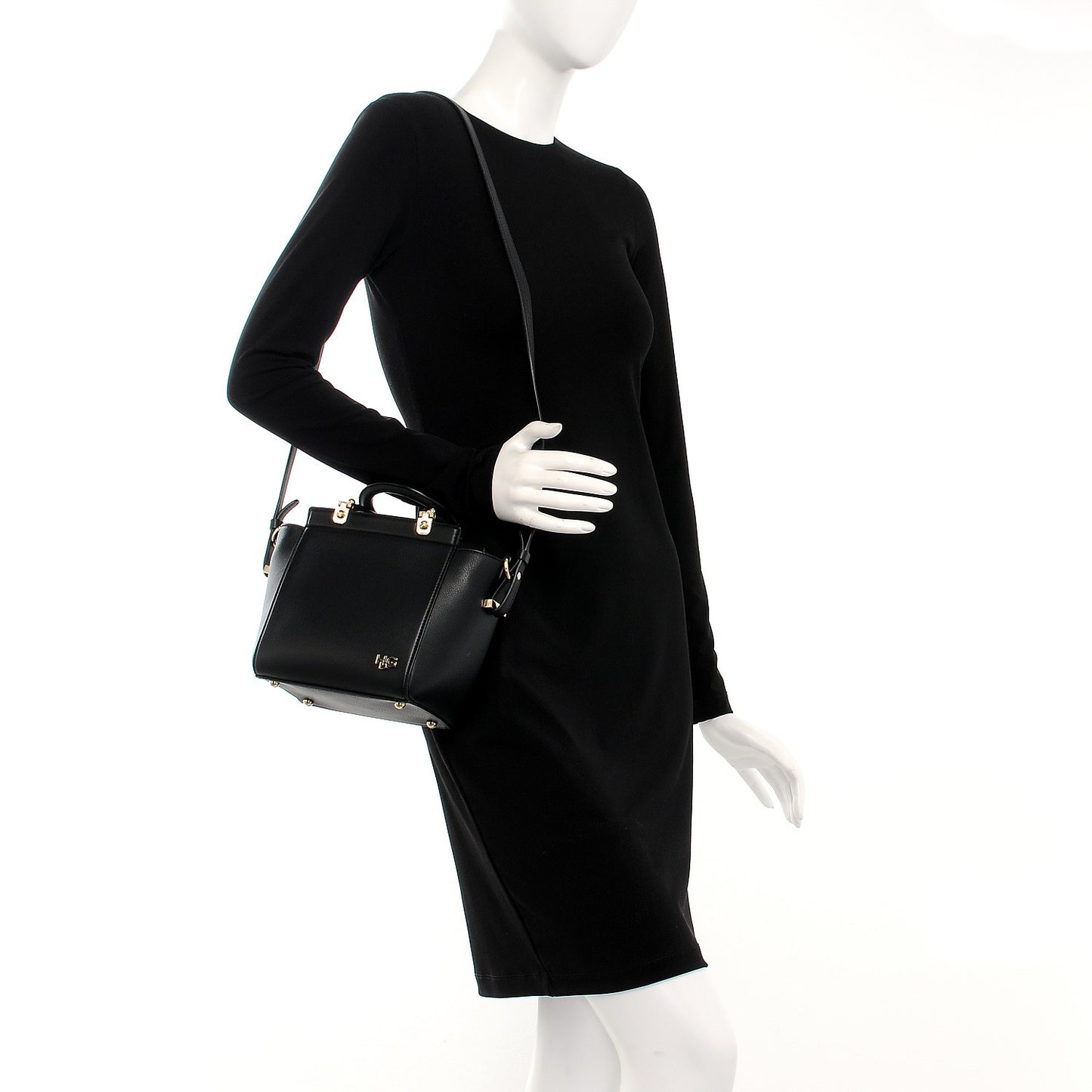 Calfskin Mini HDG Top Handle Crossbody Bag Black