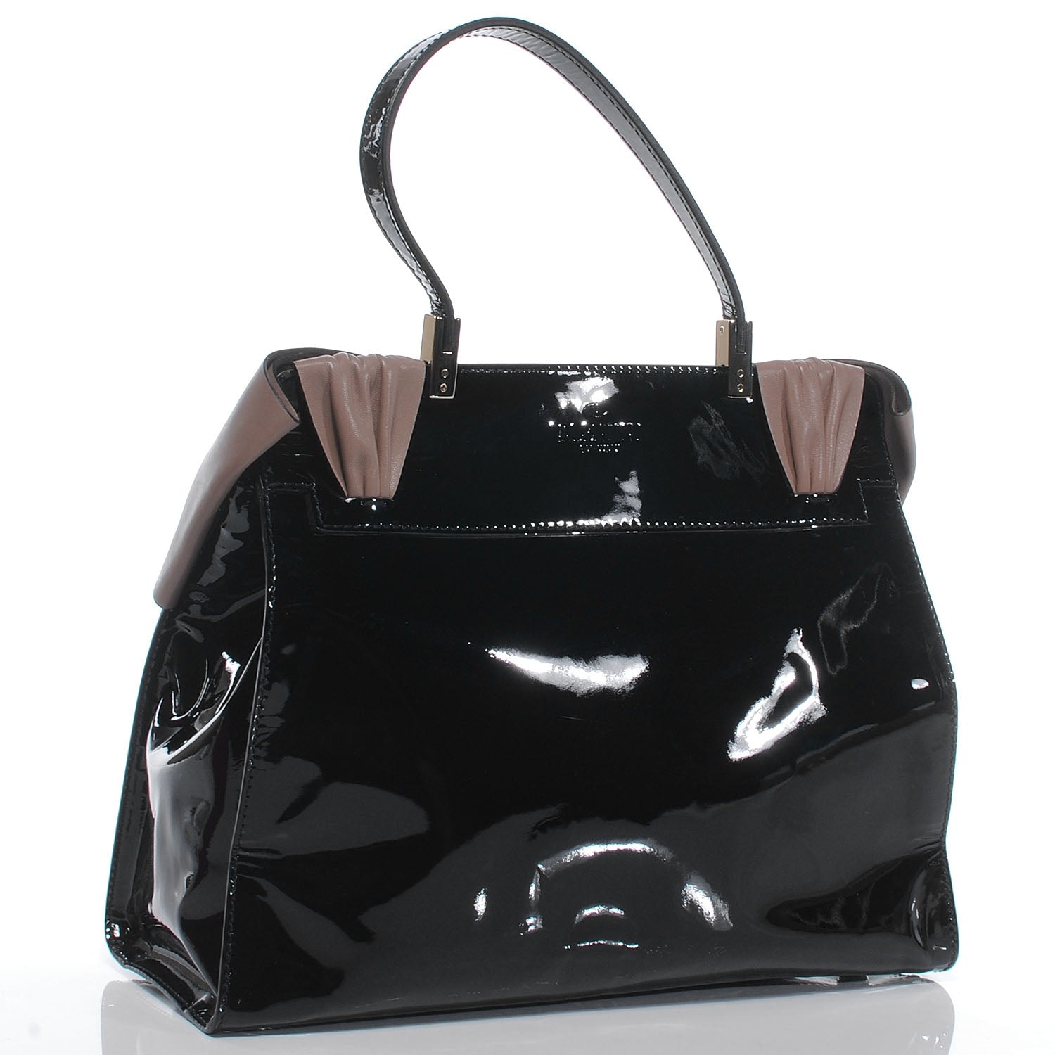 Valentino Garavani Patent Raffia Leopard Print Medium Aphrodite Bow Satchel Black 3 of 7