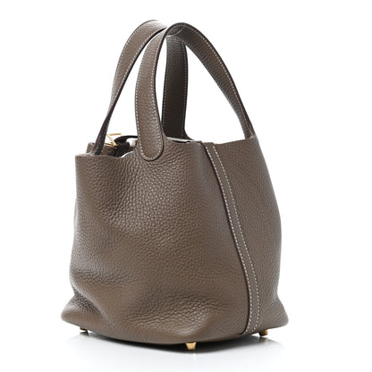 Hermes Taurillon Clemence Picotin Lock 18 PM Etoupe 2 of 8