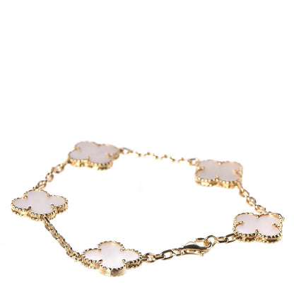 Van Cleef & Arpels 18K Yellow Gold Mother of Pearl 5 Motifs Vintage Alhambra Bracelet 3 of 5