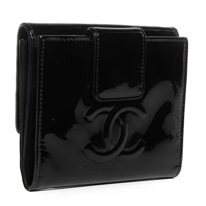 Chanel Patent Camellia Compact Wallet Black 3 of 9