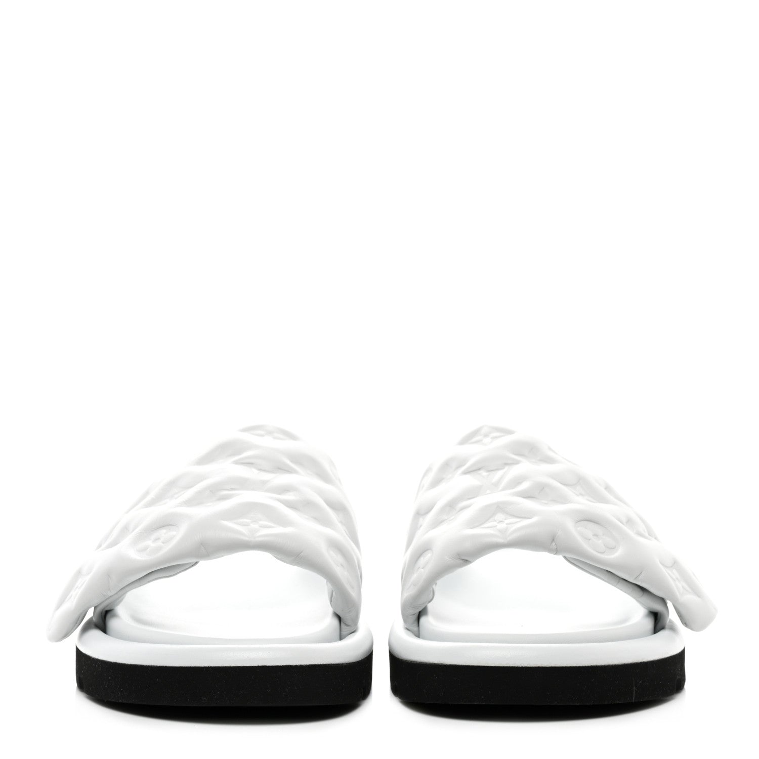 Louis Vuitton Lambskin Embossed Monogram Pool Pillow Flat Comfort Mule 38 White 2 of 8