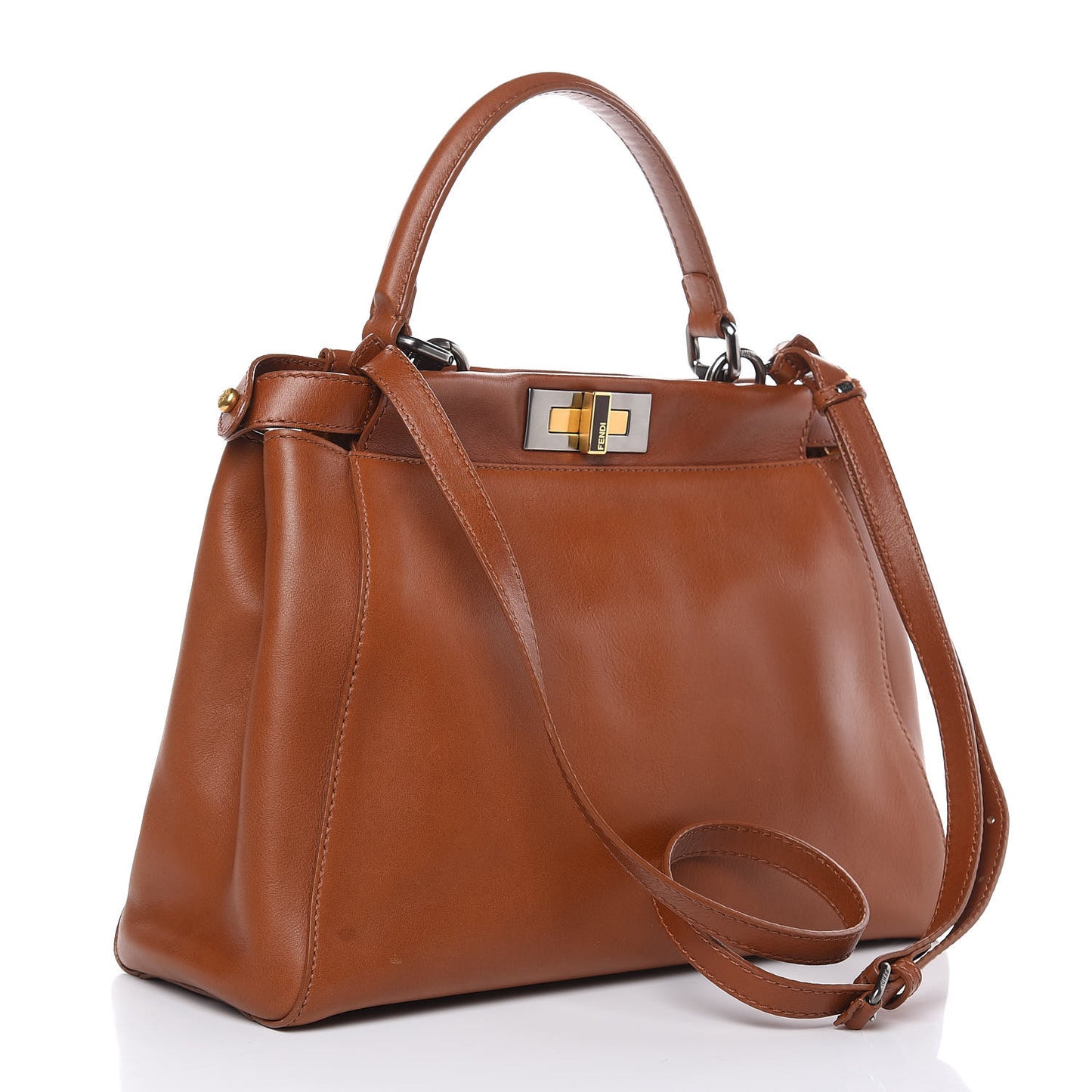 Vitello Suede Medium Peekaboo Iconic Satchel Cuoio Rame Moro