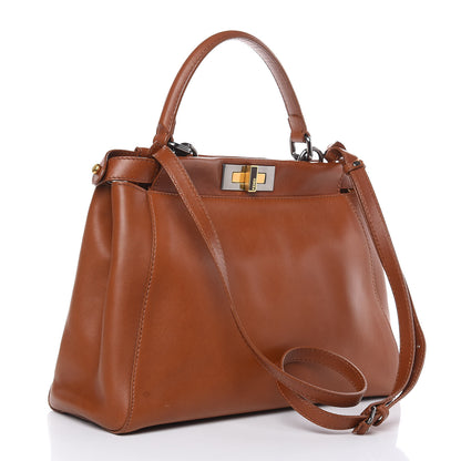 Fendi Vitello Suede Medium Peekaboo Iconic Satchel Cuoio Rame Moro 3 of 14