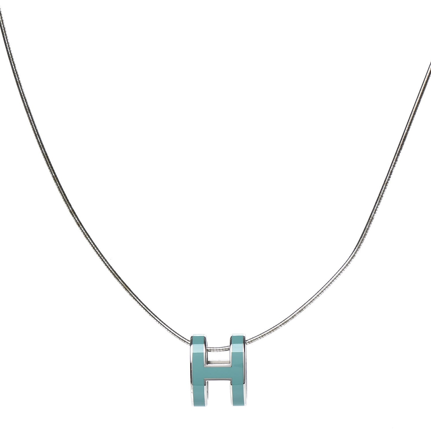Lacquered Palladium Pop H Pendant Necklace Turquoise