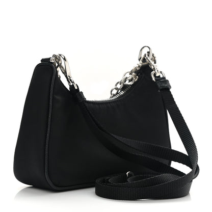 Prada Tessuto Nylon Mini Re-Edition 2000 Shoulder Bag Black 2 of 9
