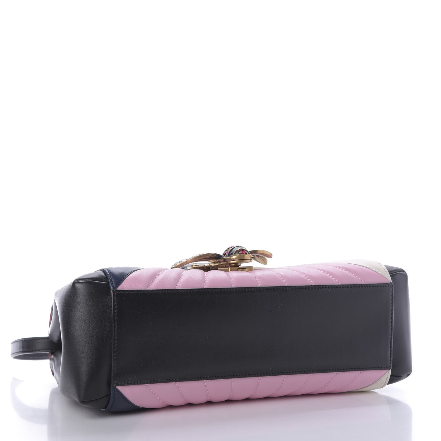Calfskin Bamboo Trapuntata Queen Margaret Top Handle Bag Blue Agata Hibiscus Red Mystic White Sugar Pink