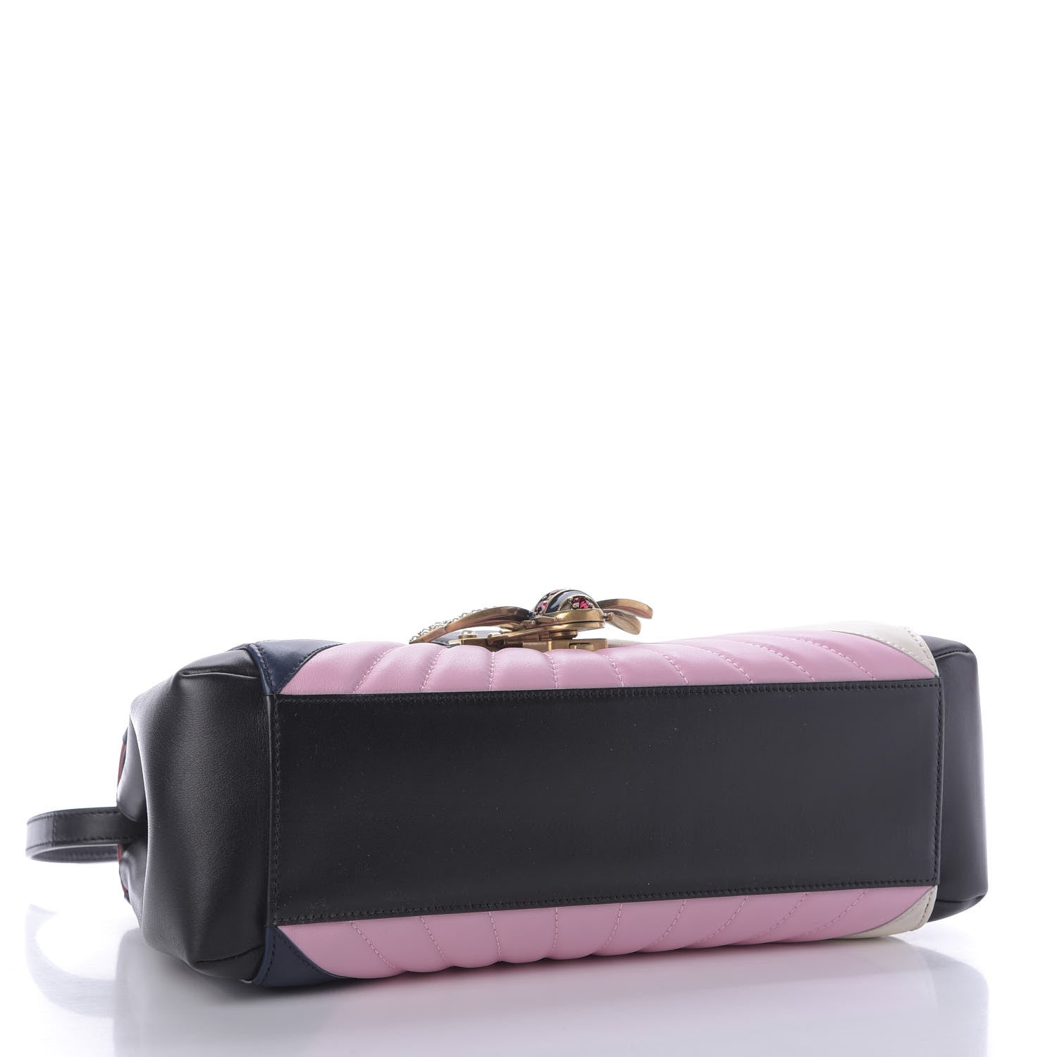 Gucci Calfskin Bamboo Trapuntata Queen Margaret Top Handle Bag Blue Agata Hibiscus Red Mystic White Sugar Pink 5 of 10
