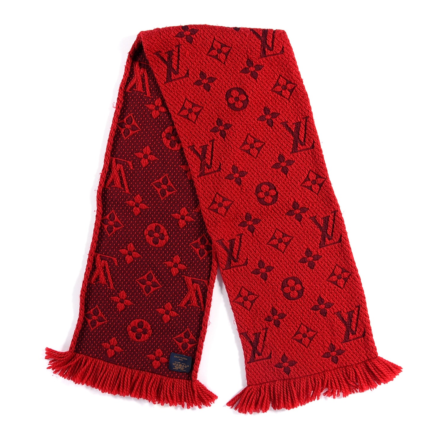 Wool Silk Logomania Scarf Rubis
