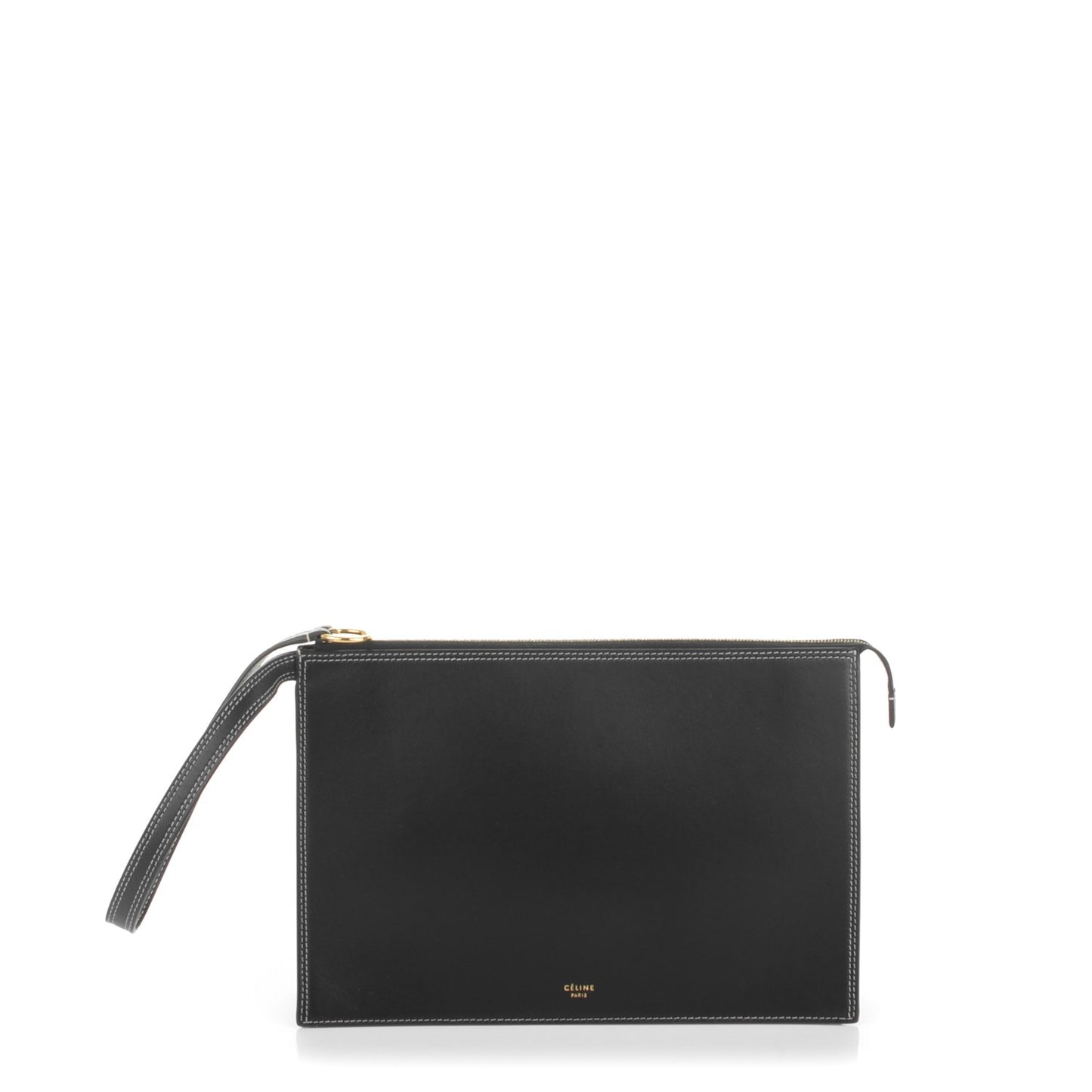Smooth Calfskin Ring Clutch w Dragonne Black
