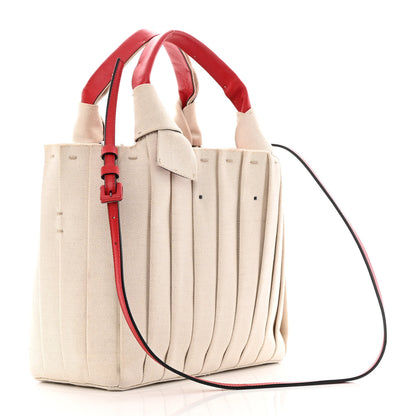 Valentino Garavani Canvas Atelier 05 Plisse Edition Medium Tote Bag Naturale 4 of 20