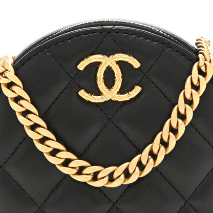 Chanel Lambskin Quilted Pillow Crush Round Clutch With Chain Black 8 of 10