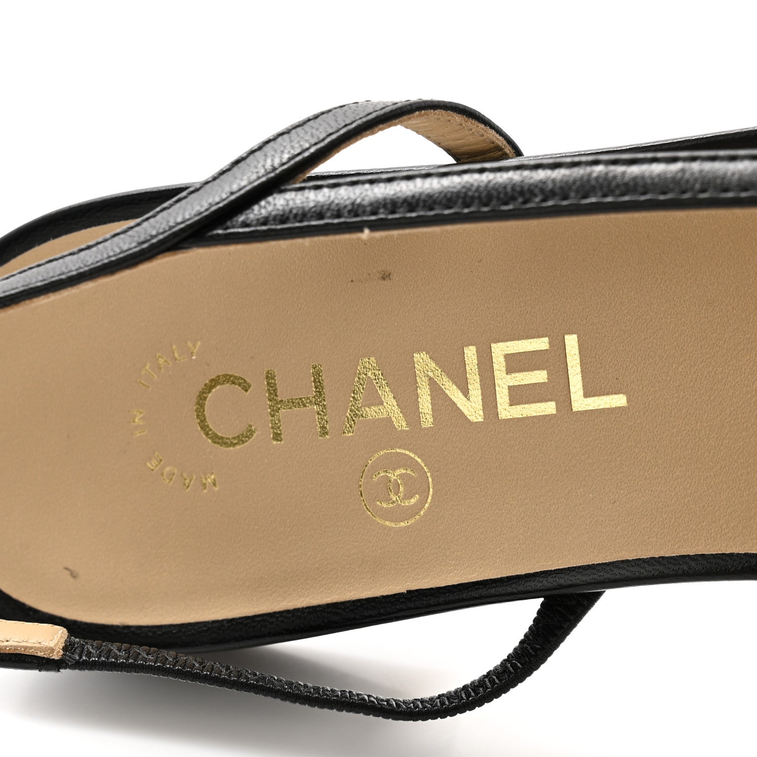 Chanel Goatskin Grosgrain Cap Toe CC Slingback Sandals 40.5 Black 6 of 8