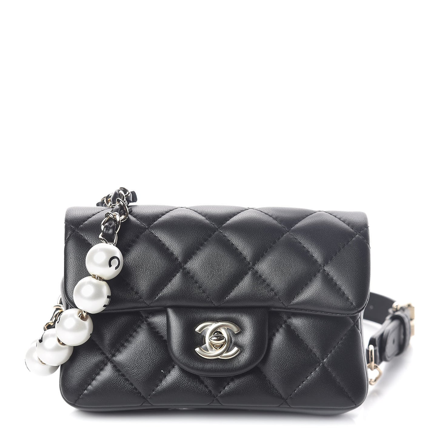 Lambskin Quilted Mini My Precious Waist Bag Black