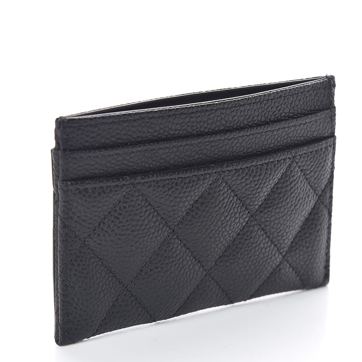 Caviar Quilted Filigree Card Holder Black