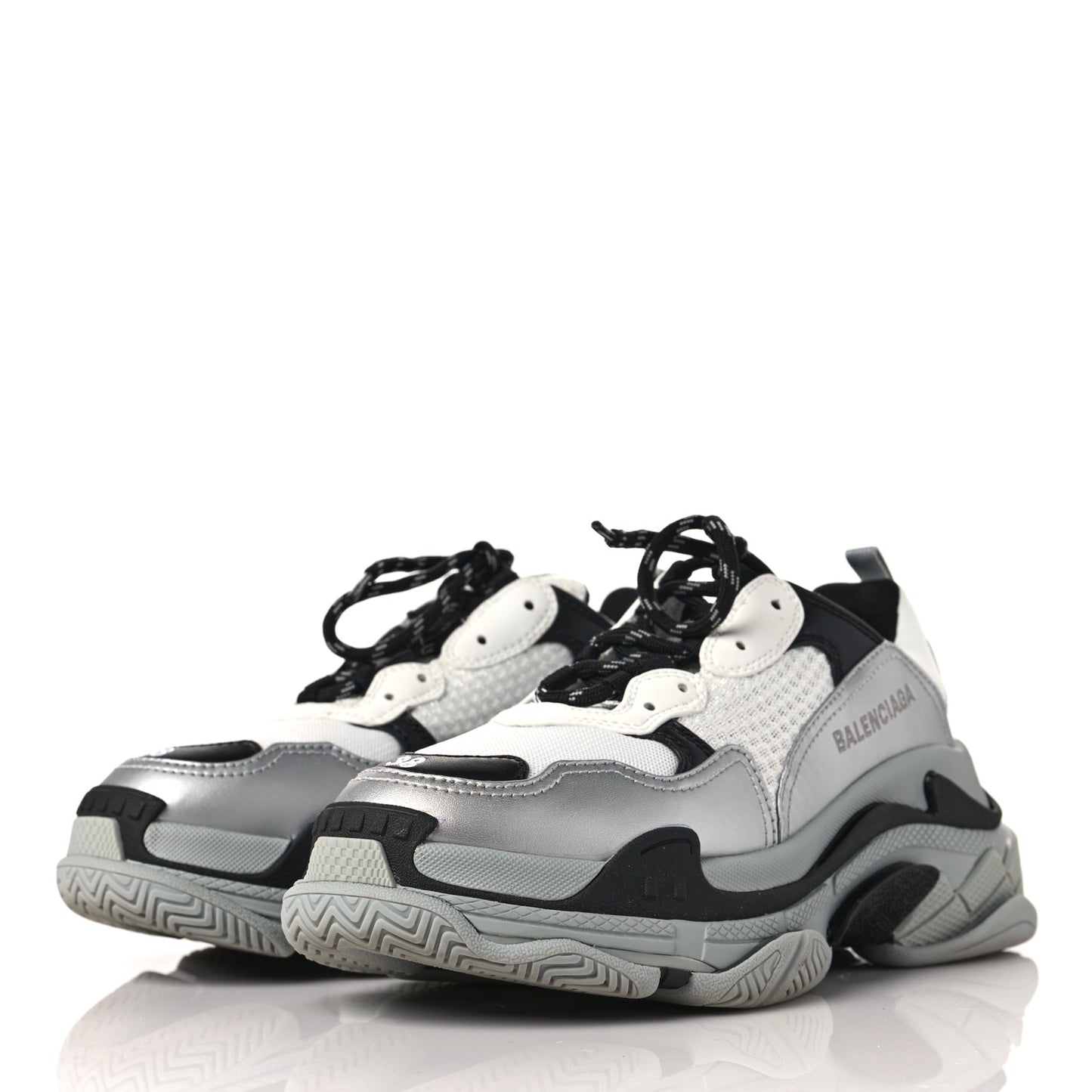 Metallic Fabric Mesh Womens Triple S Sneakers 38 Grey Dark Grey Black