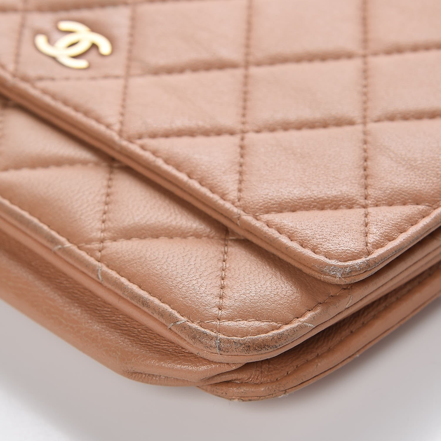 Chanel Lambskin Quilted Wallet on Chain WOC Dark Beige 14 of 17