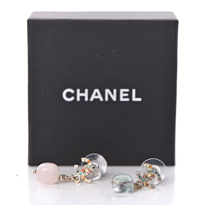 Chanel Crystal Beaded Pearl CC Drop Earrings Gold Multicolor 5 of 5