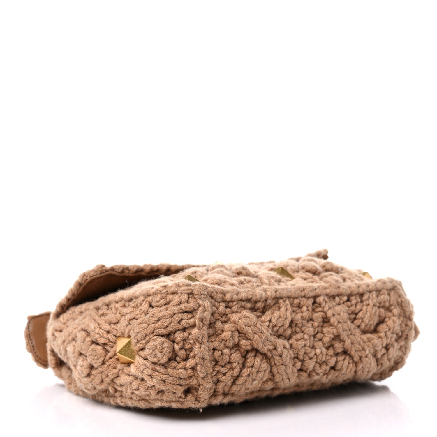 Valentino Garavani Cashmere Medium Roman Stud Shoulder Bag Brown 5 of 11